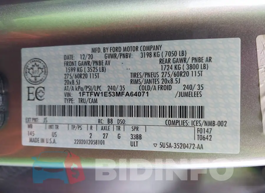 1FTFW1E53MFA64071 Photo# 9