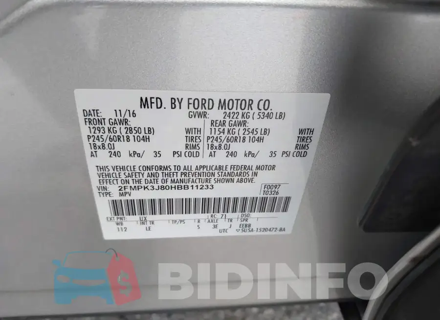 2FMPK3J80HBB11233 Photo# 9