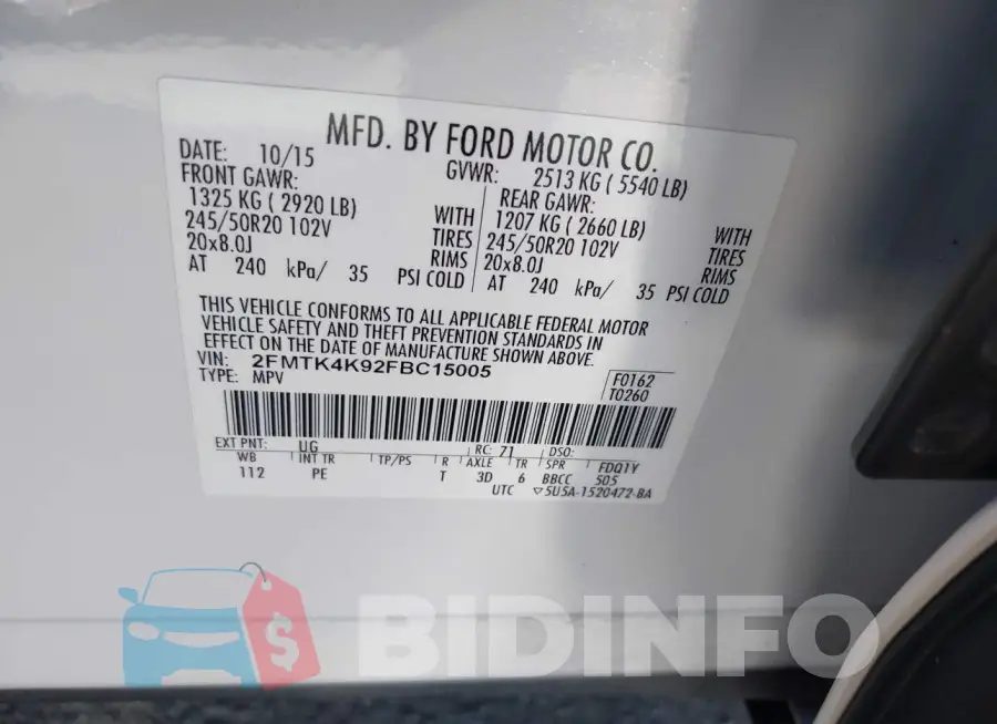 2FMTK4K92FBC15005 Photo# 9