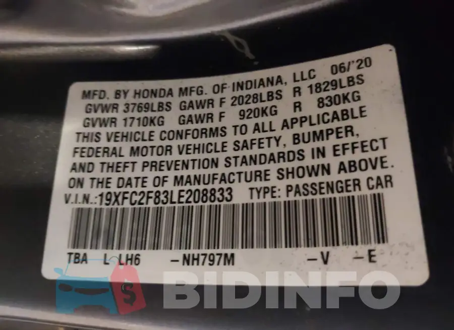 19XFC2F83LE208833 Photo# 9
