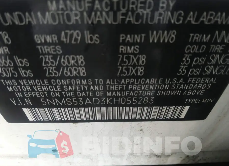 5NMS53AD3KH055283 Photo# 9