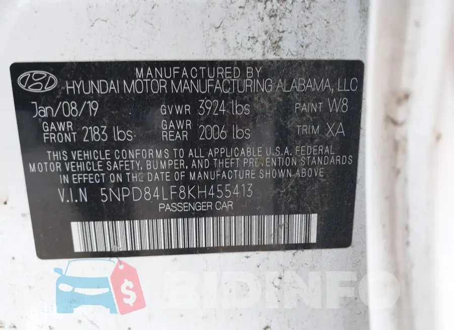5NPD84LF8KH455413 Photo# 9