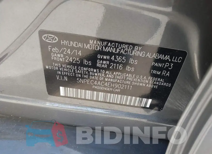5NPEC4AC4EH902111 Photo# 9