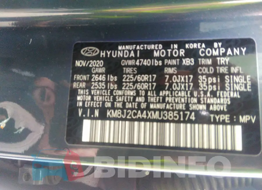 KM8J2CA4XMU385174 Photo# 9
