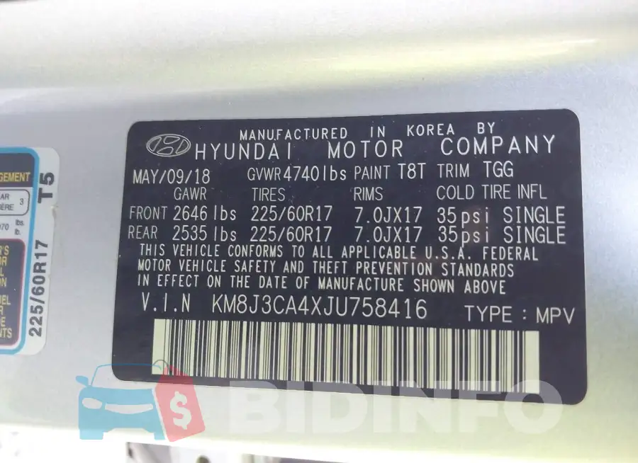 KM8J3CA4XJU758416 Photo# 9