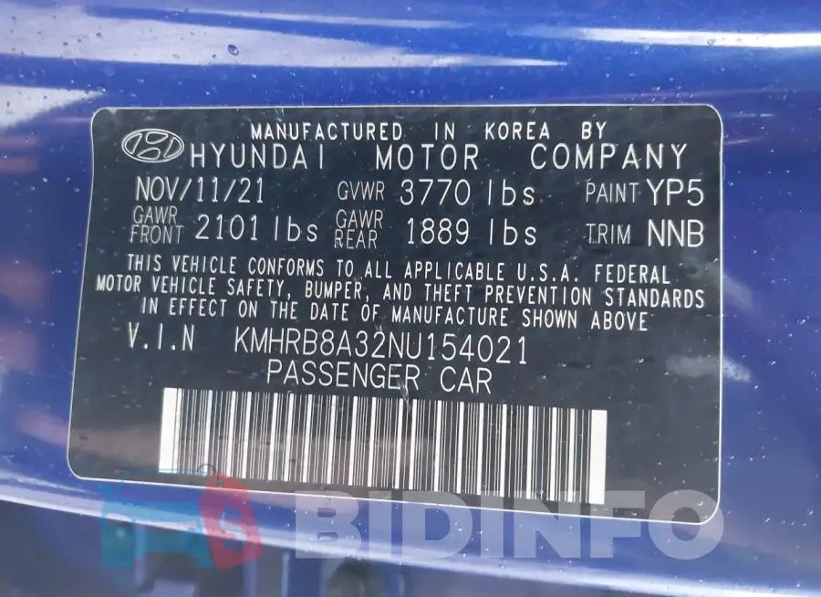 KMHRB8A32NU154021 Photo# 9