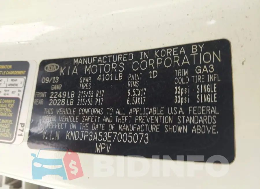 KNDJP3A53E7005073 Photo# 9