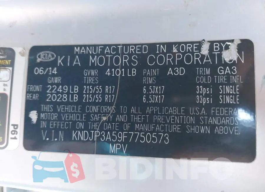 KNDJP3A59F7750573 Photo# 9