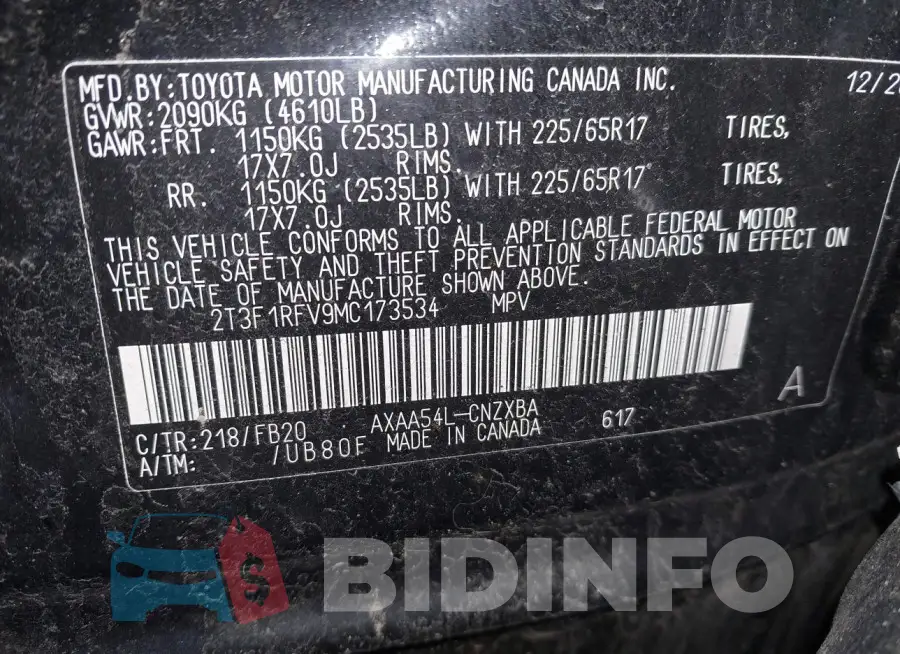 2T3F1RFV9MC173534 Photo# 9