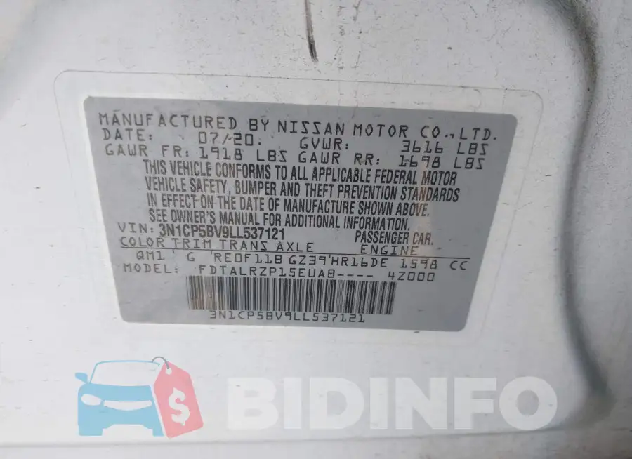 3N1CP5BV9LL537121 Photo# 9