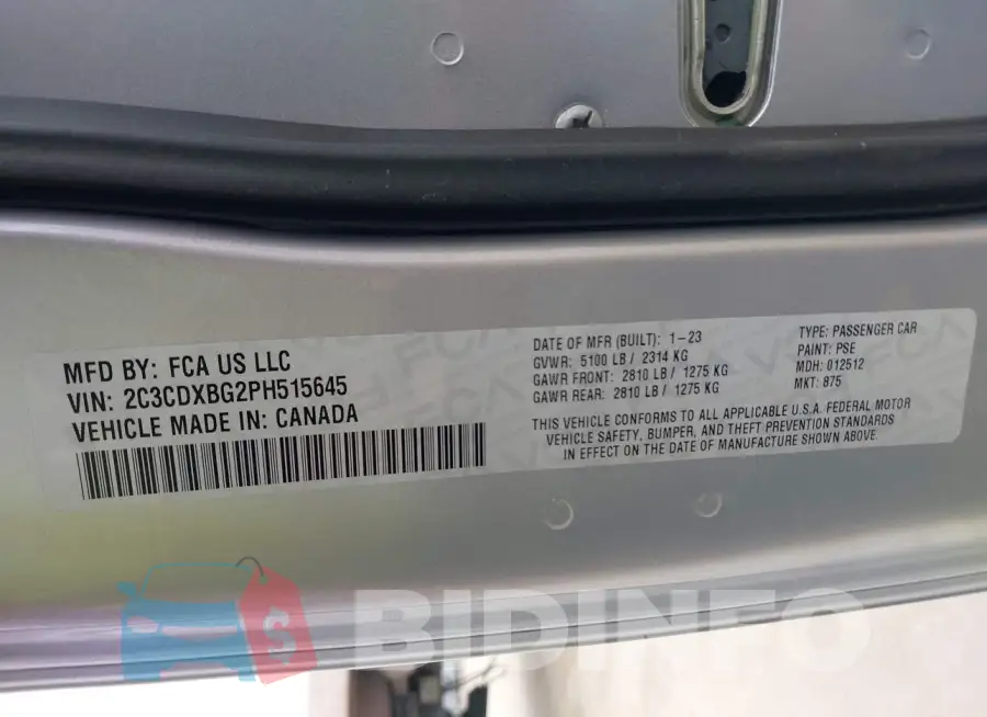 2C3CDXBG2PH515645 Photo# 9