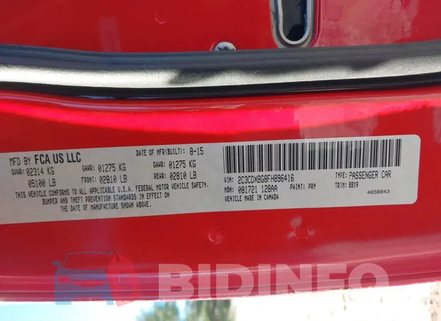 2C3CDXBG8FH896416 Photo# 9