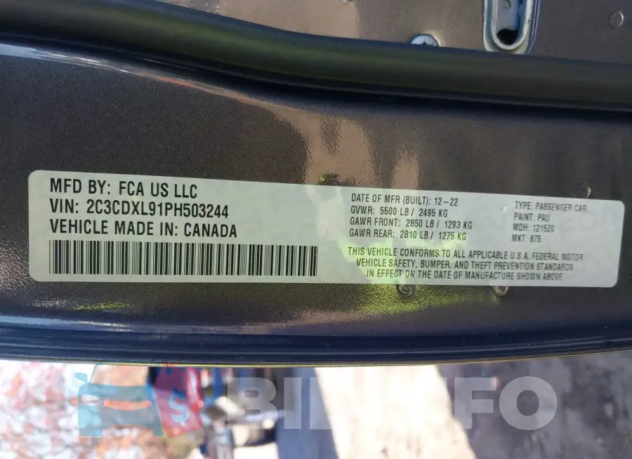 2C3CDXL91PH503244 Photo# 9