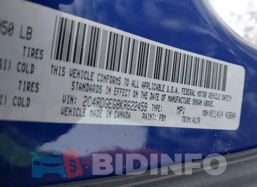 2C4RDGEG8KR622459 Photo# 9