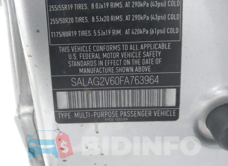 SALAG2V60FA763964 Photo# 9