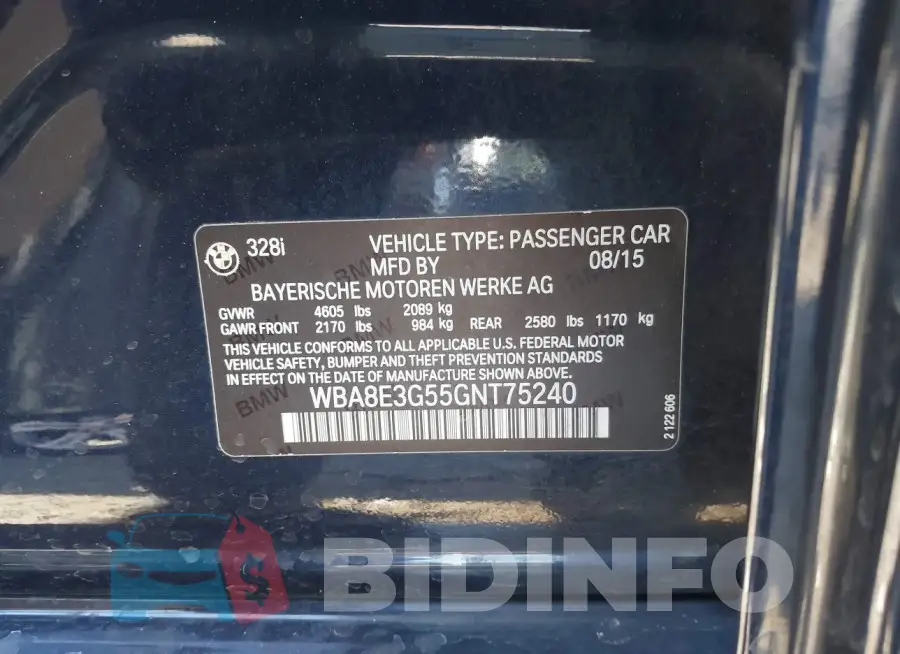 WBA8E3G55GNT75240 Photo# 9