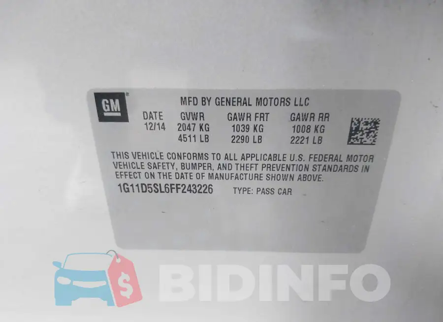 1G11D5SL6FF243226 Photo# 9