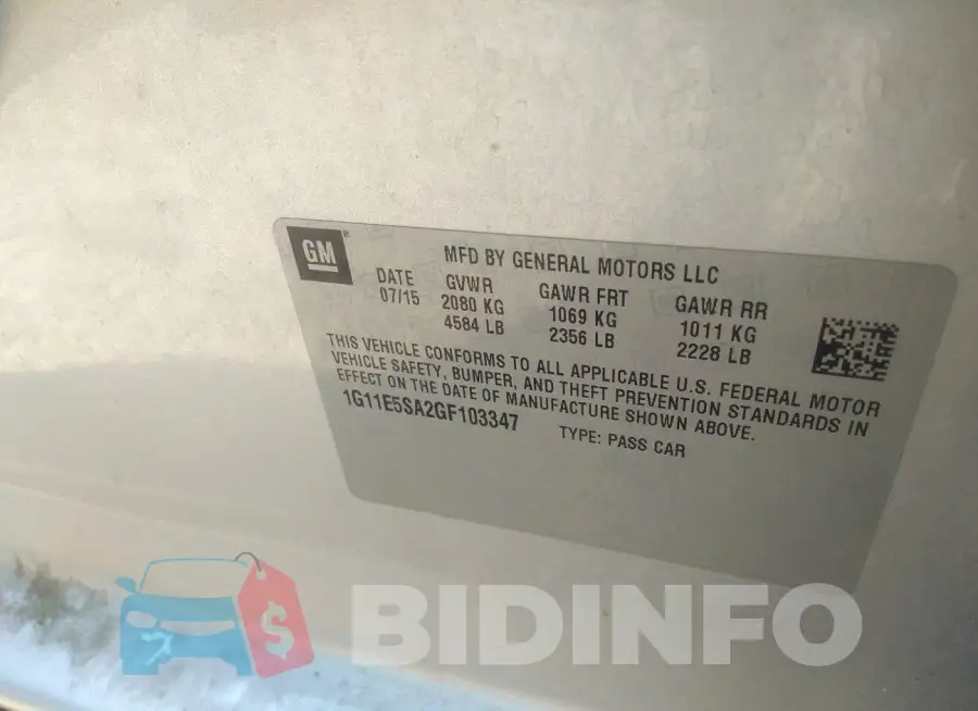 1G11E5SA2GF103347 Photo# 9