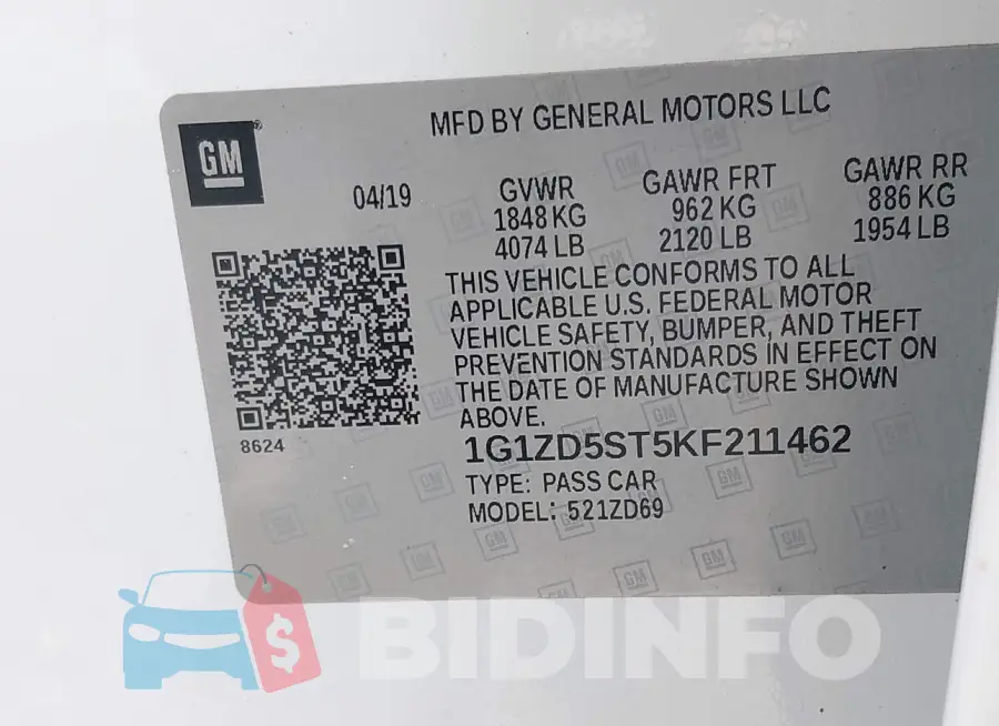 1G1ZD5ST5KF211462 Photo# 9