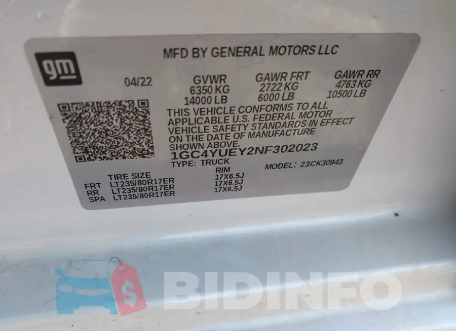 1GC4YUEY2NF302023 Photo# 9