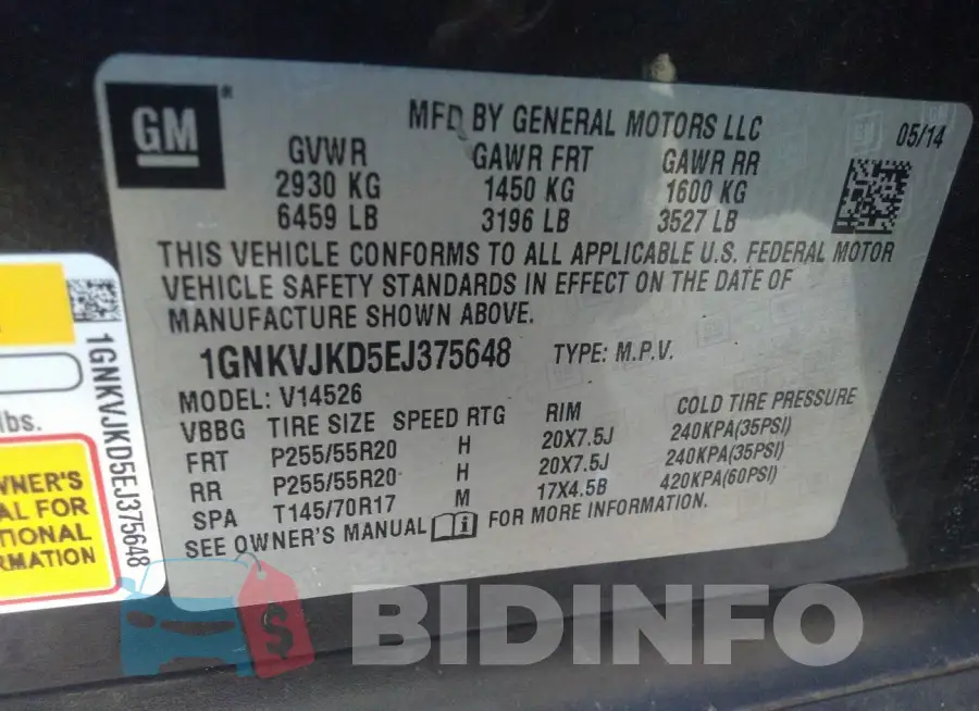 1GNKVJKD5EJ375648 Photo# 9