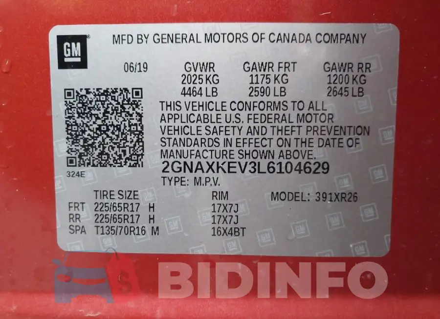 2GNAXKEV3L6104629 Photo# 9