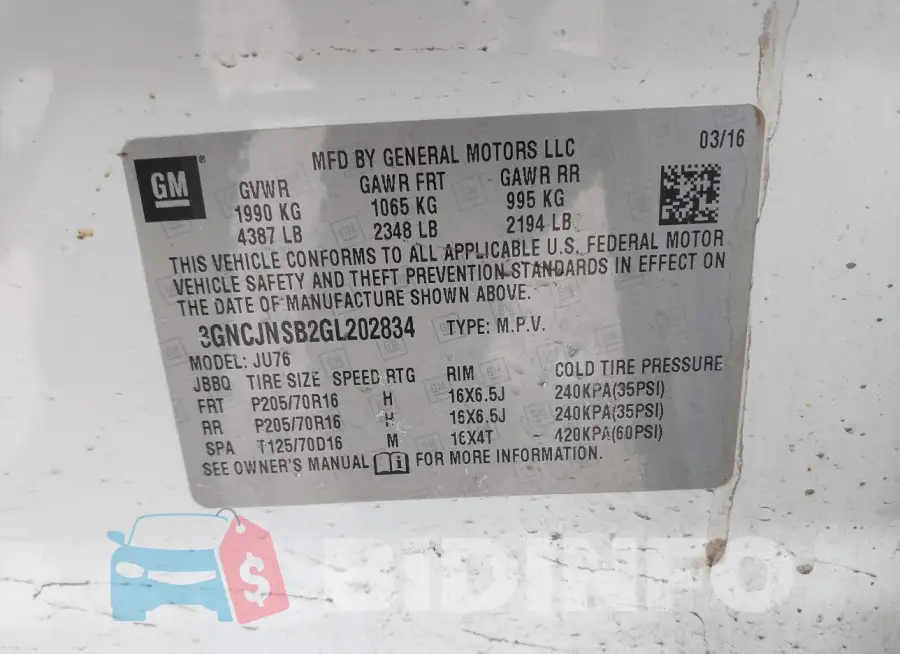 3GNCJNSB2GL202834 Photo# 9
