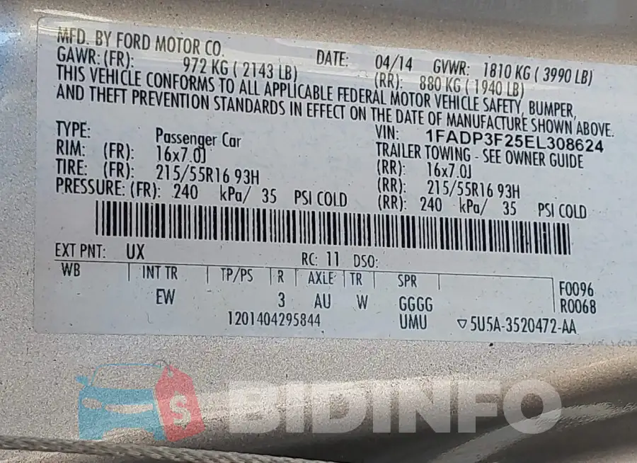1FADP3F25EL308624 Photo# 9