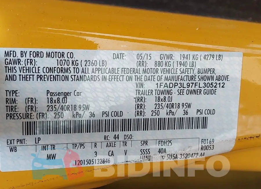 1FADP3L97FL305212 Photo# 9