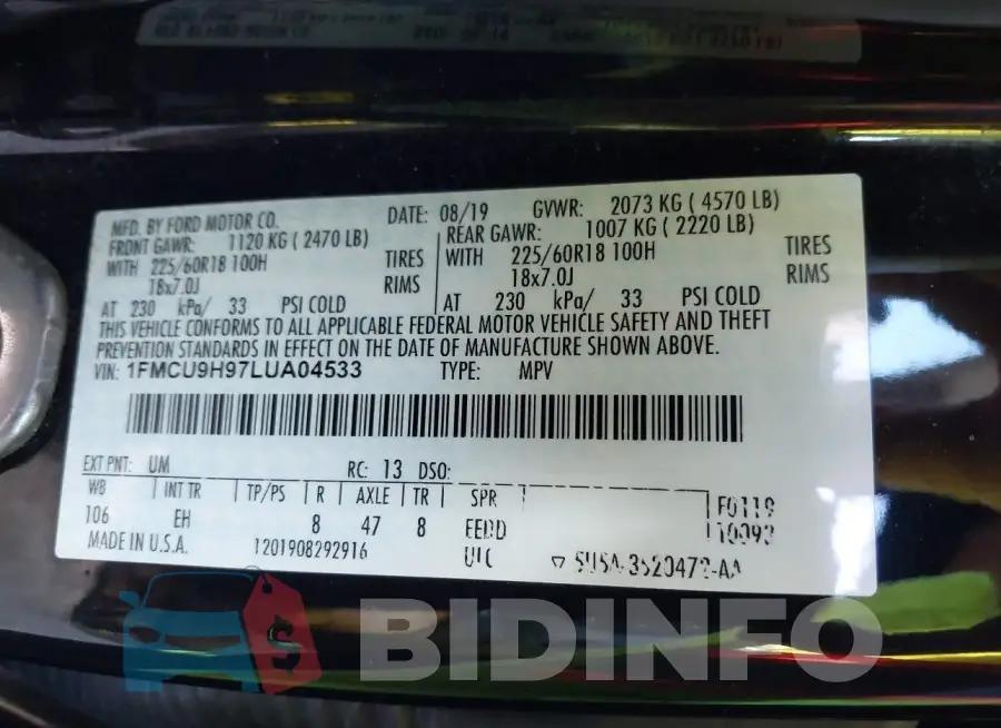 1FMCU9H97LUA04533 Photo# 9