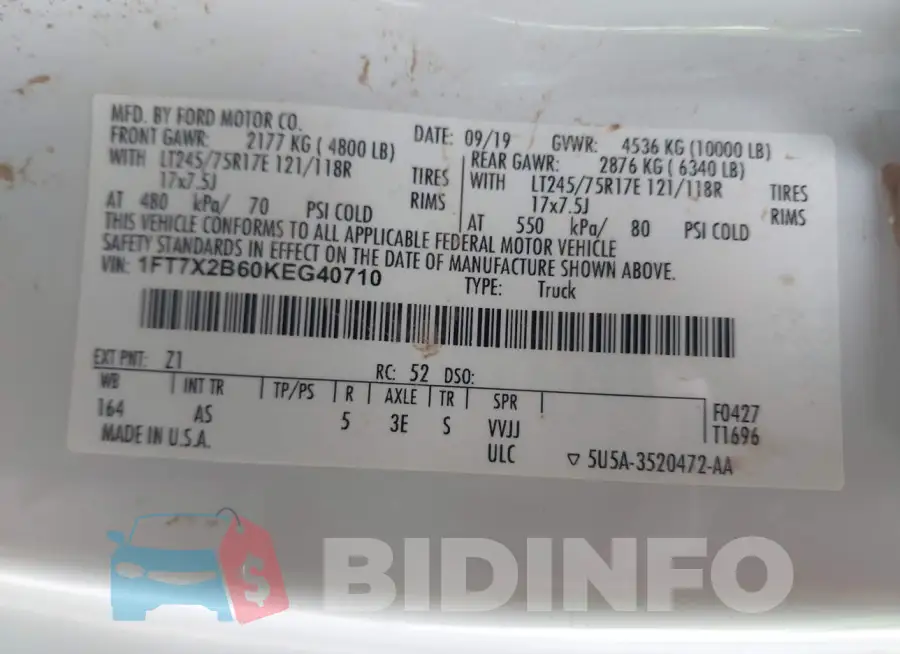 1FT7X2B60KEG40710 Photo# 9