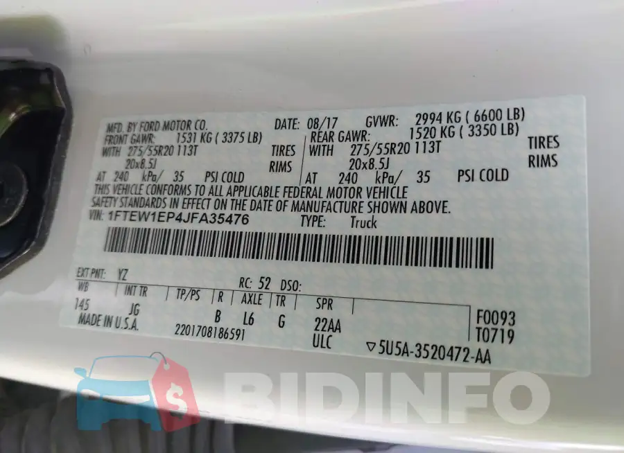 1FTEW1EP4JFA35476 Photo# 9