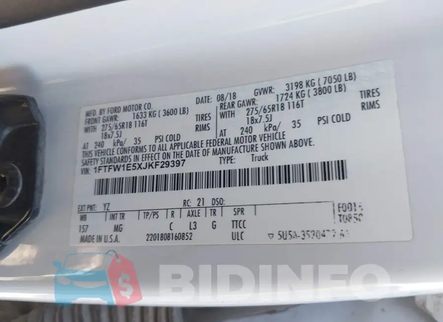 1FTFW1E5XJKF29397 Photo# 9