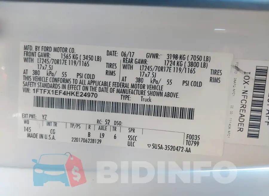 1FTFX1EF4HKE24970 Photo# 9