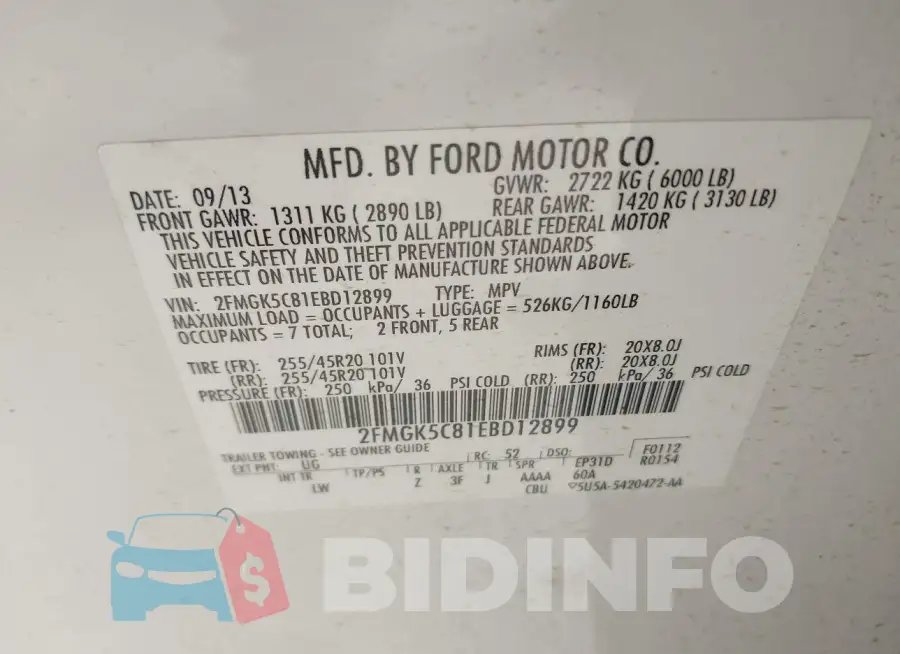2FMGK5C81EBD12899 Photo# 9