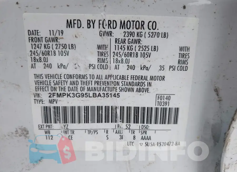 2FMPK3G95LBA35145 Photo# 9