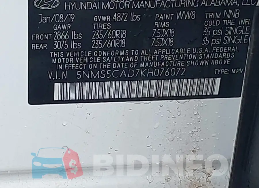 5NMS5CAD7KH076072 Photo# 9