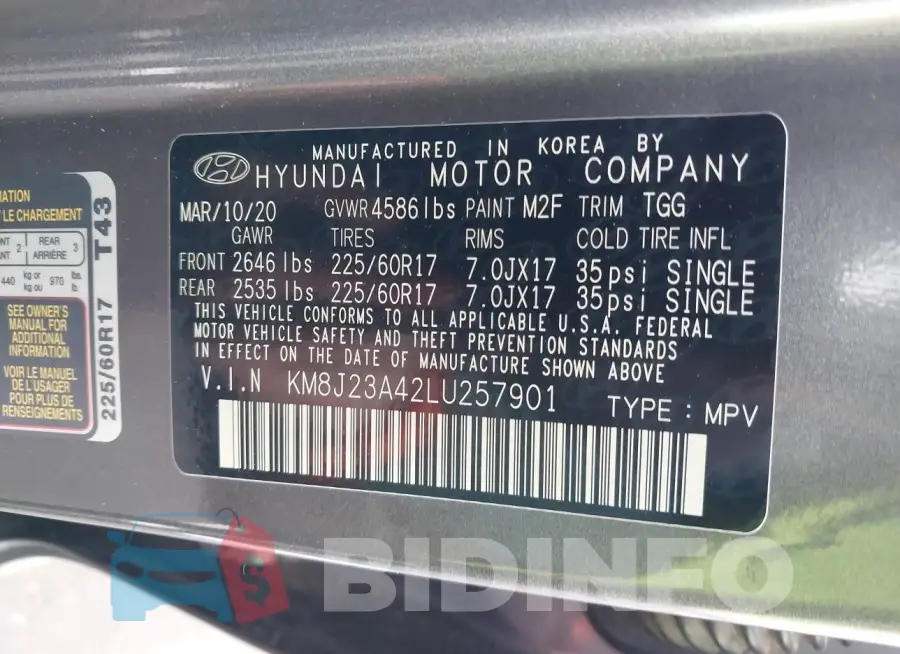 KM8J23A42LU257901 Photo# 9