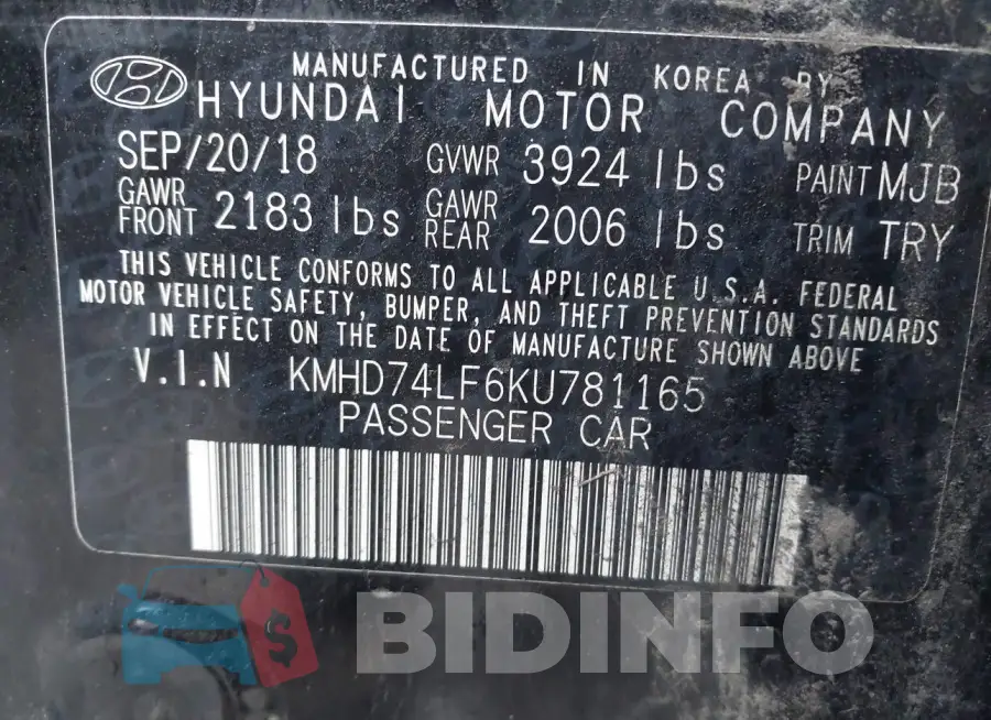 KMHD74LF6KU781165 Photo# 9