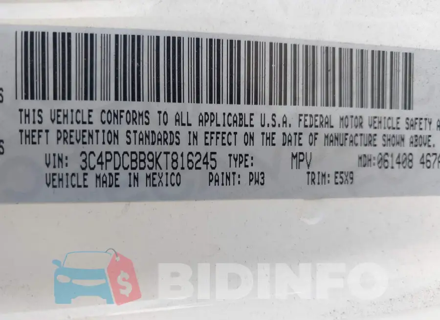 3C4PDCBB9KT816245 Photo# 9