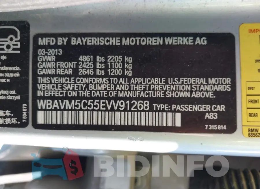 WBAVM5C55EVV91268 Photo# 9