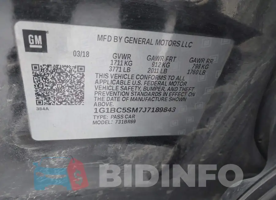 1G1BC5SM7J7189843 Photo# 9