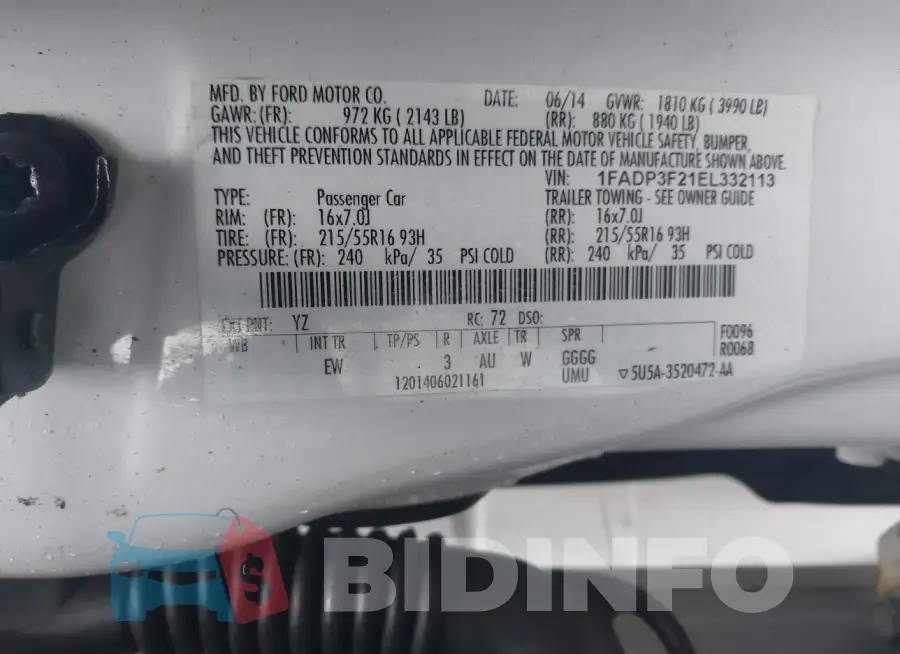 1FADP3F21EL332113 Photo# 9