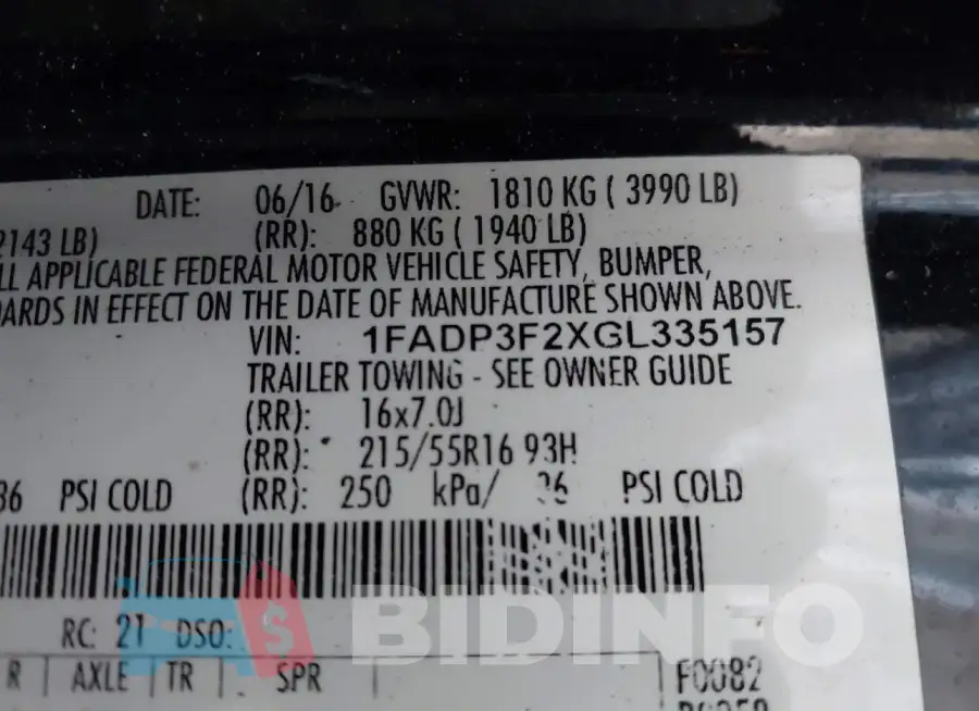 1FADP3F2XGL335157 Photo# 9