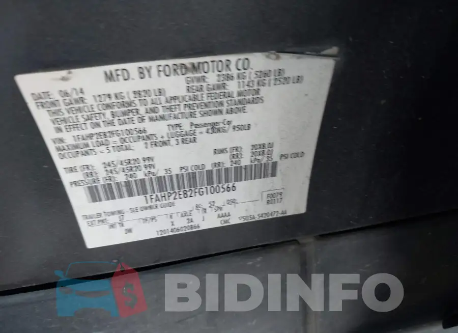 1FAHP2E82FG100566 Photo# 9
