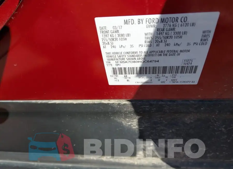 1FM5K7D80HGC64794 Photo# 9