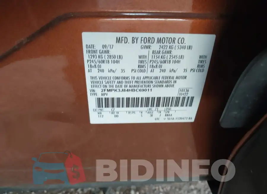2FMPK3J84HBC69011 Photo# 9