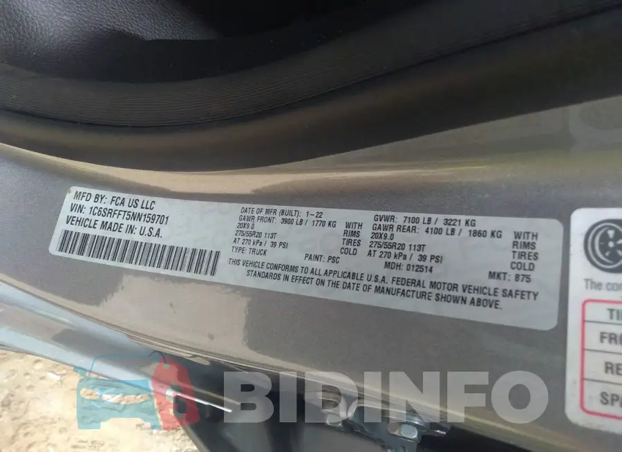 1C6SRFFT5NN159701 Photo# 9