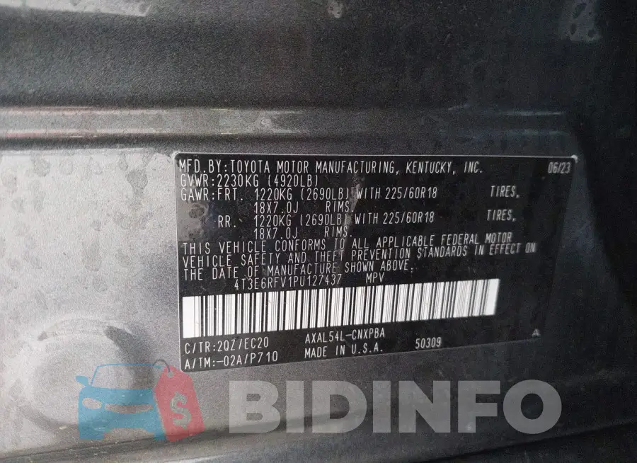4T3E6RFV1PU127437 Photo# 9