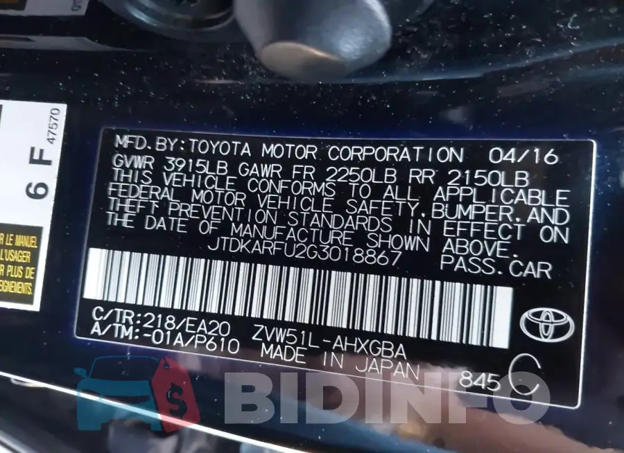 JTDKARFU2G3018867 Photo# 9